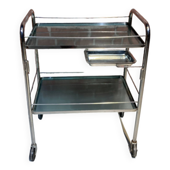 Serving table with two glass trays and a removable stainless steel tray from the Uginox brand.