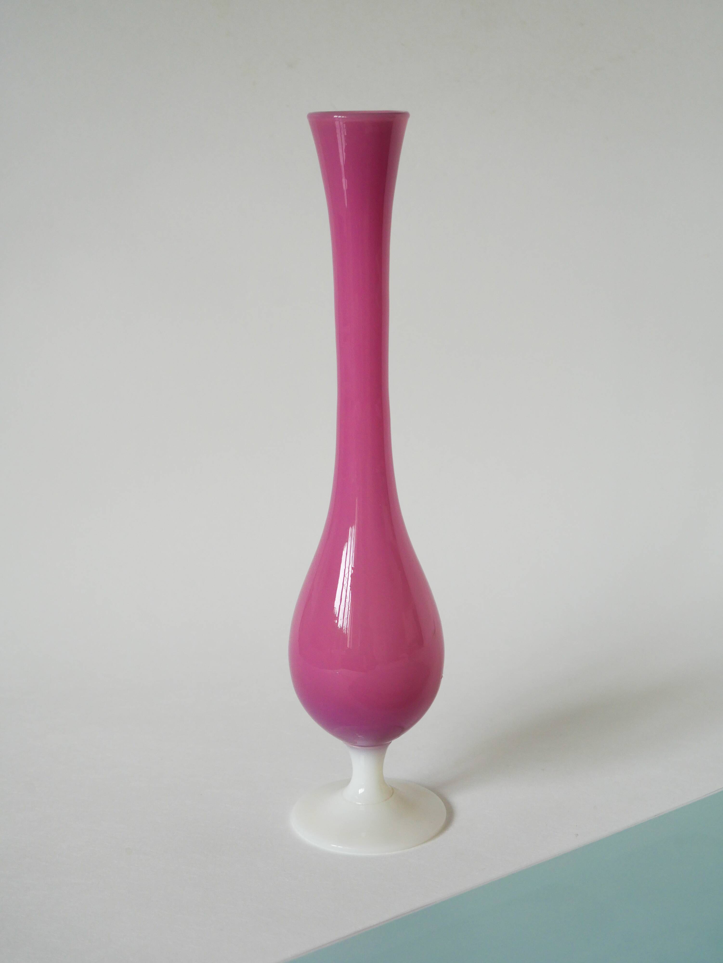 Candy pink opaline soliflore vase, 1950