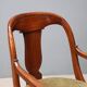 Antique Charles X armchair in walnut and fabric, Italy, mid-19th century.