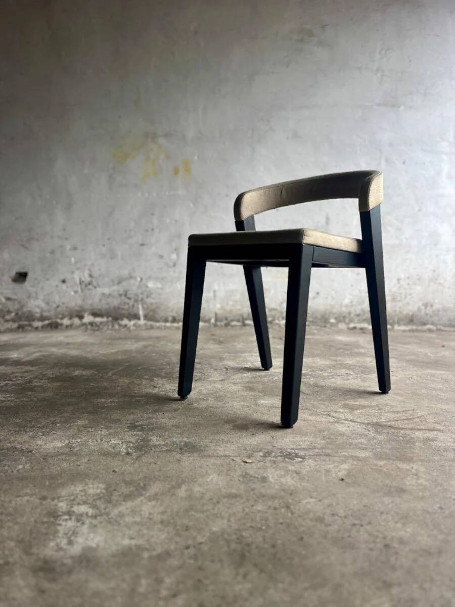 Set of 4 'Play' Chairs — Black Wood Frame with Beige Upholstery by Alain Berteau for Van Rossum