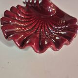 vide poche cendrier coqillage rouge bordeaux vallauris année 60