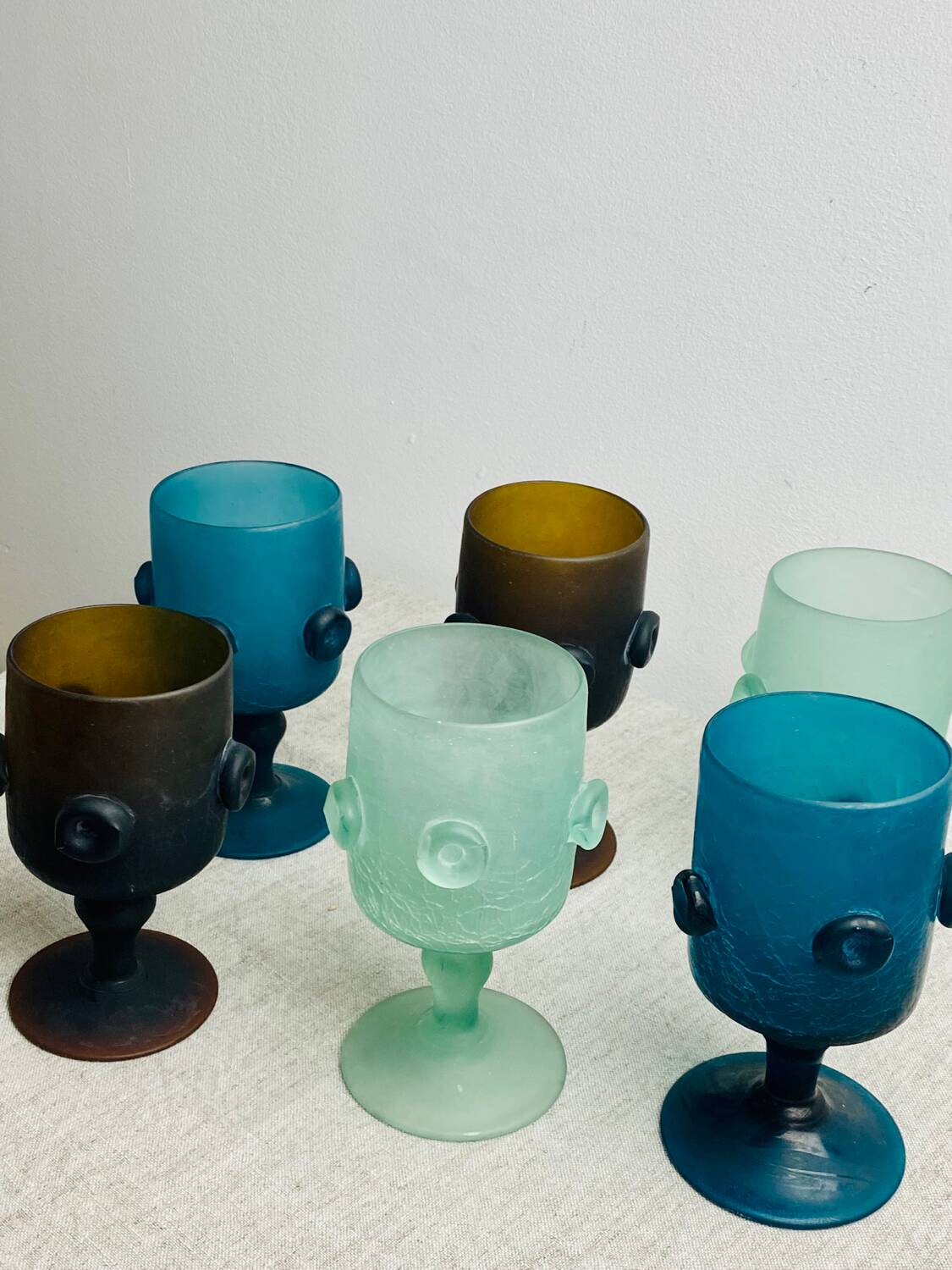 Iranian stemmed glasses in blown glass 1960