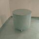 Pastel blue cylindrical coffee table "Tambour" – Artisan design.