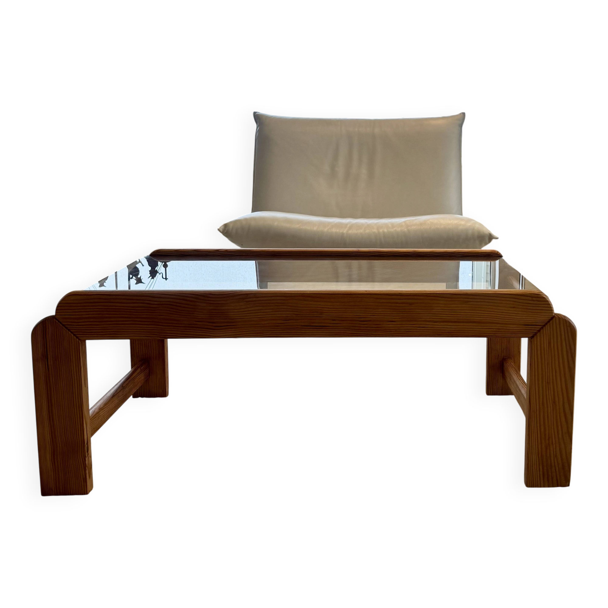 TRAVERSE - Coffee table in glass and wood