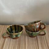 3 tasses en grès vert