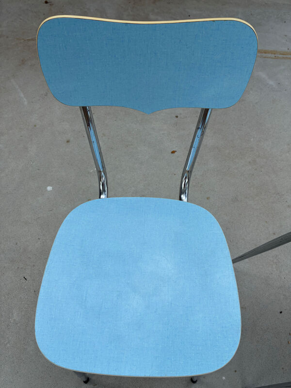 Paire de chaises en Formica bleu « Peugeot »