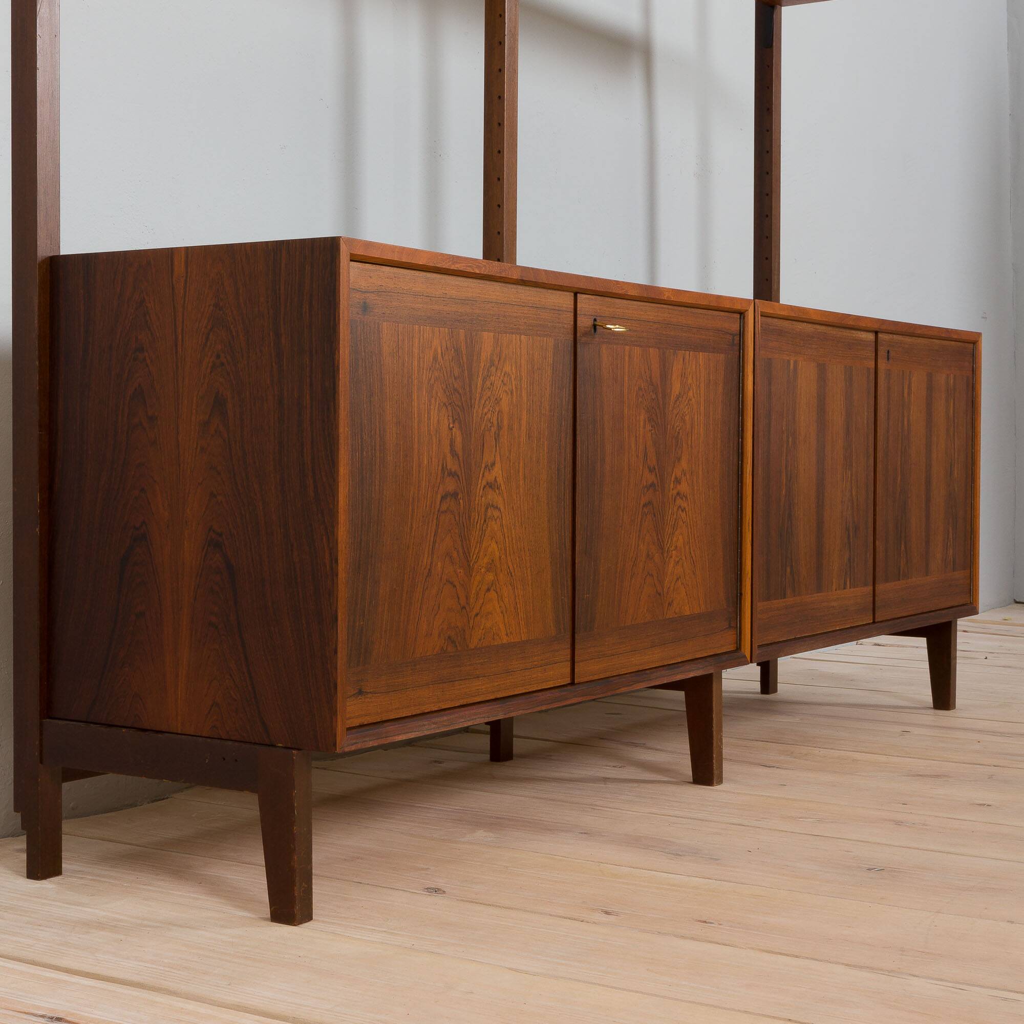 Scandinavian two bay rosewood free-standing wall unit