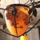 Three tulip-shaped lights + glass paste basin signed Muller Lunéville.