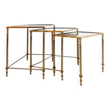 Set of 3 Mid-Century Modern Nesting Tables Maison Jansen Style - 1970s