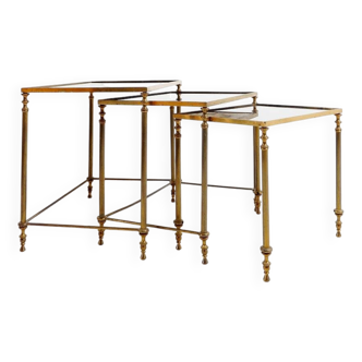 Ensemble de 3 tables gigognes de style Maison Jansen - 1970