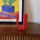 Space age red U letter ceramic solifleur vase, Marcel Radureau Francia 1970