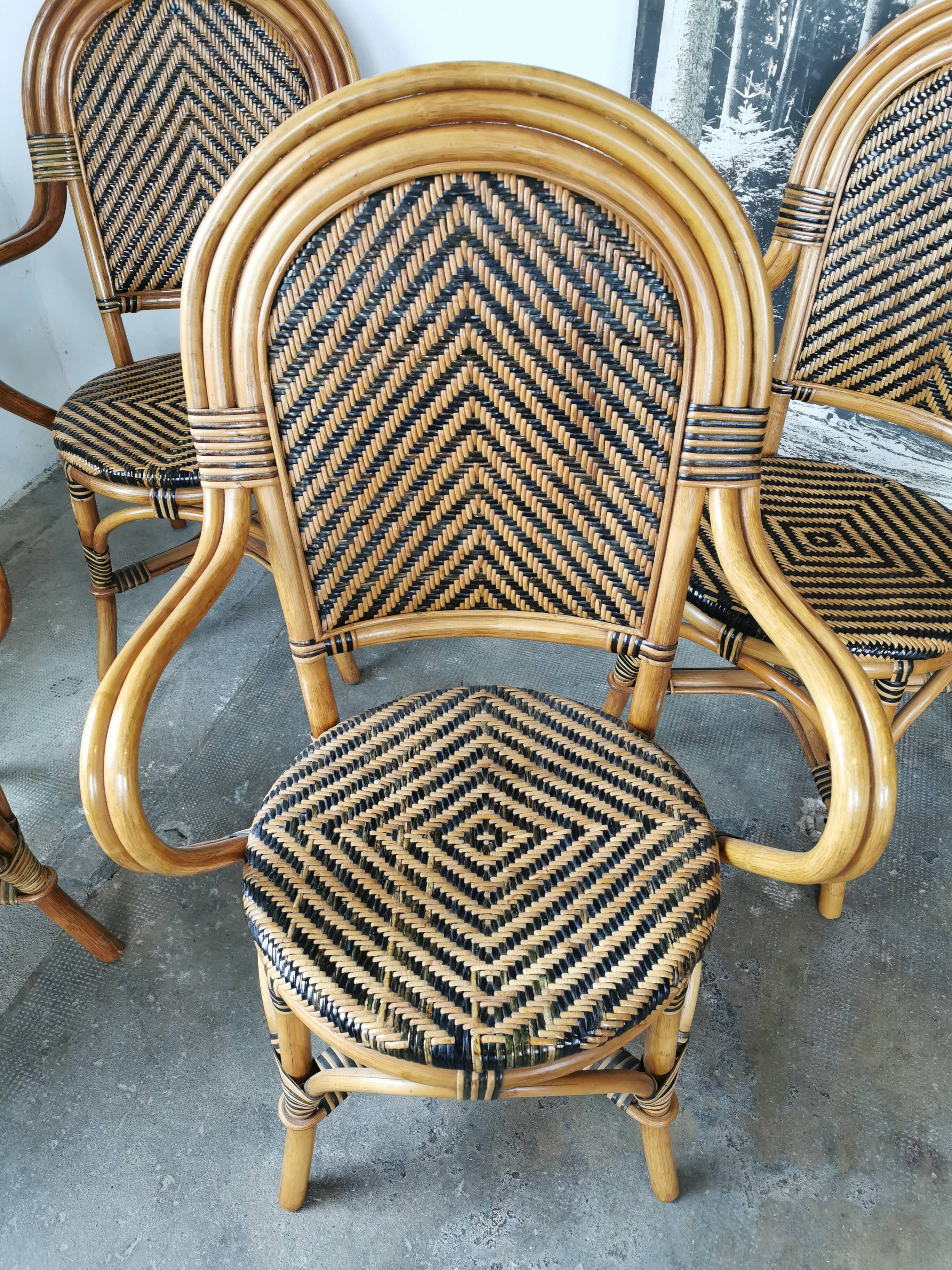 Set de 4 fauteuils en rotin