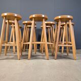 Alpine style chalet stools in wood, set of 11 - 1970s