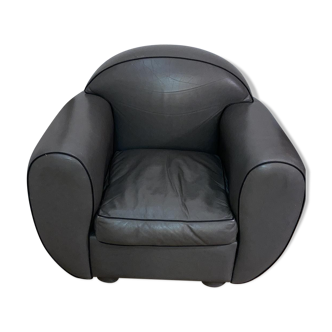 1-seat grey leather armchair