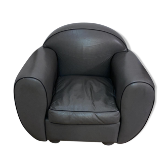 Fauteuil en cuir gris 1 place