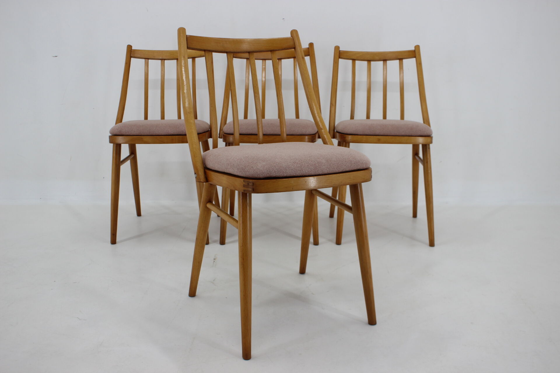 1970s Antonin Suman Beech Dining Chairs, Set of 4