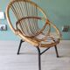 Chair armchair shell child steel rattan bamboo vintage
