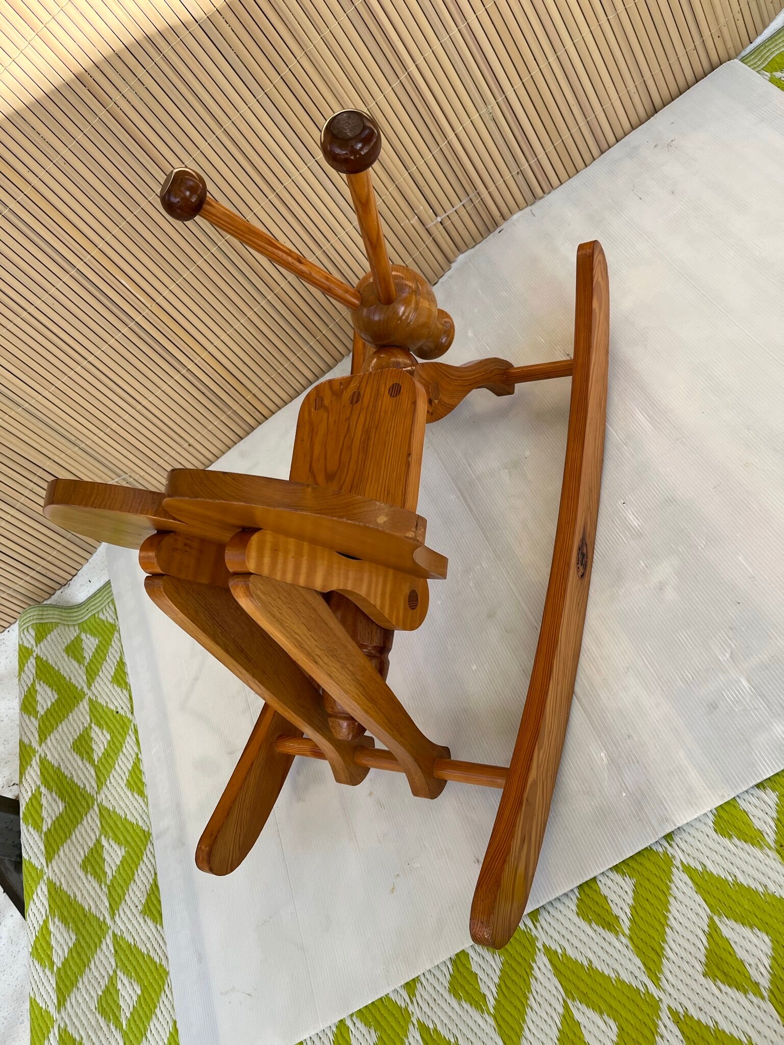 Vintage rocking wooden grasshopper chair