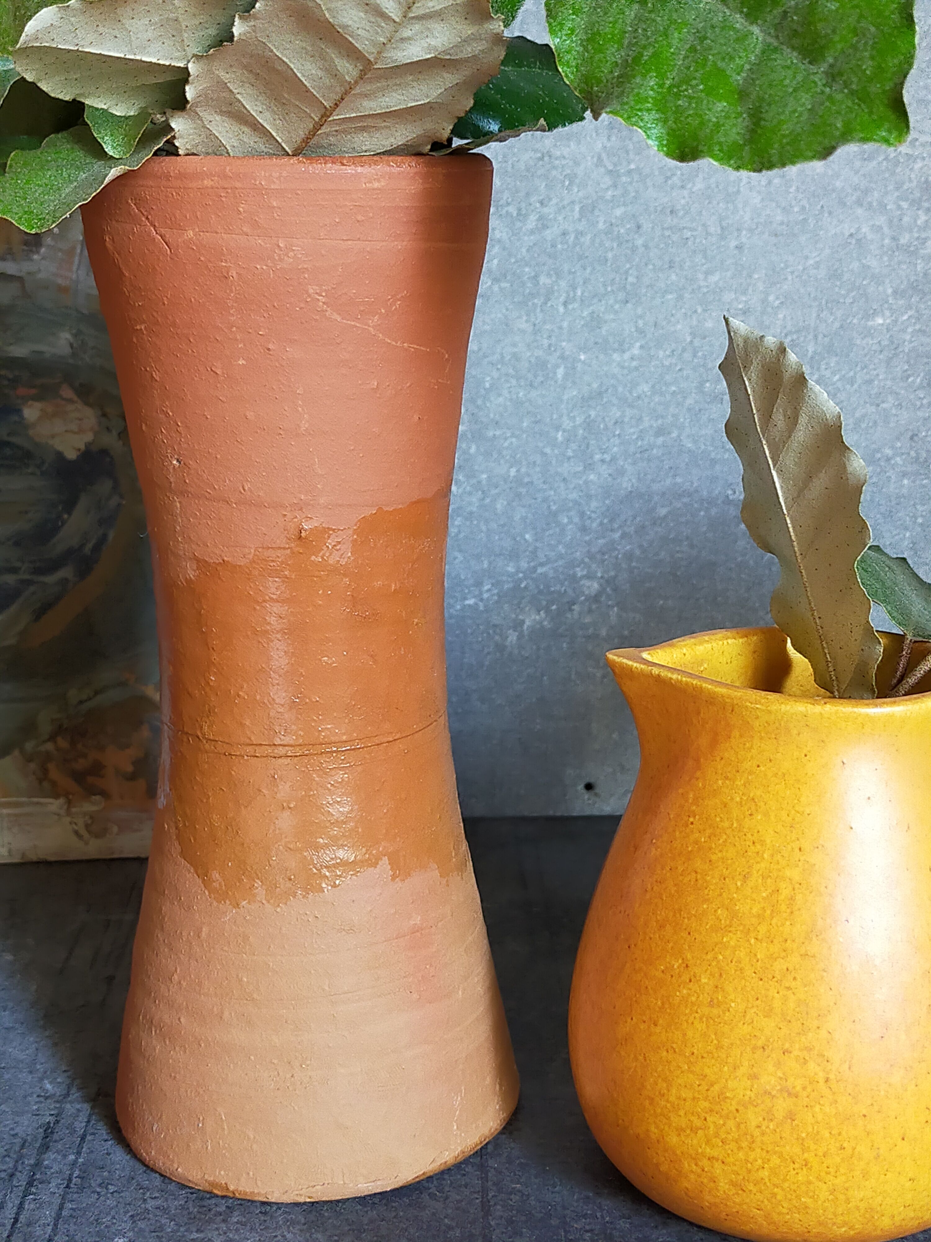 Potter's "Diabolo" vase in vintage glazed terracotta