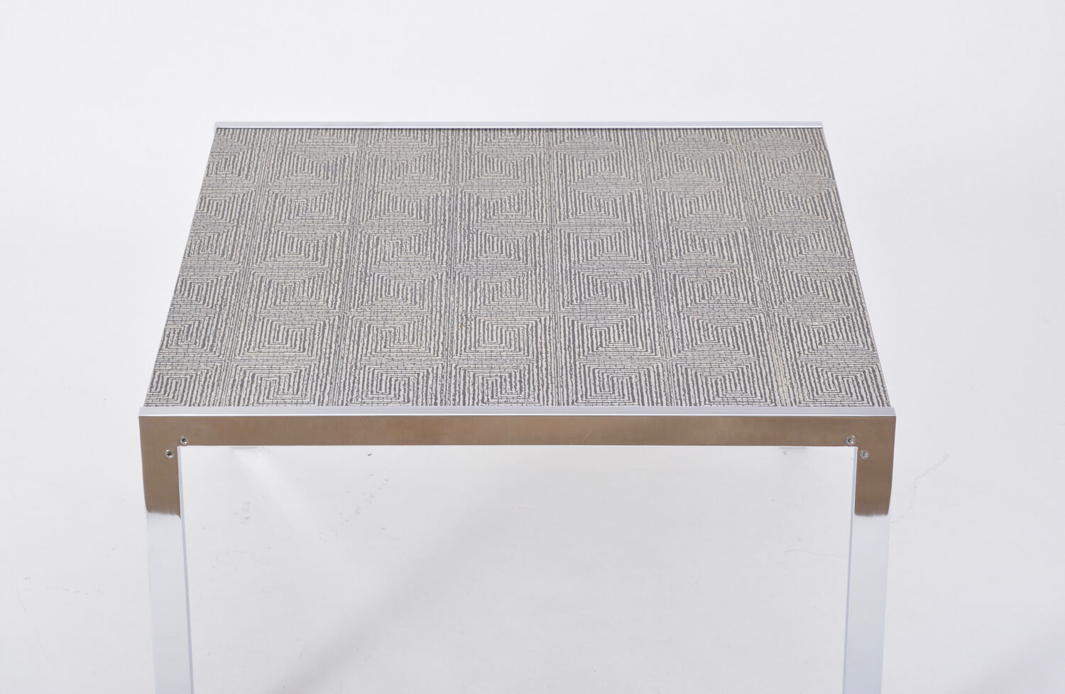 Mid-century modern steel and aluminium coffee table with graphic meander pattern