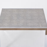 Mid-century modern steel and aluminium coffee table with graphic meander pattern
