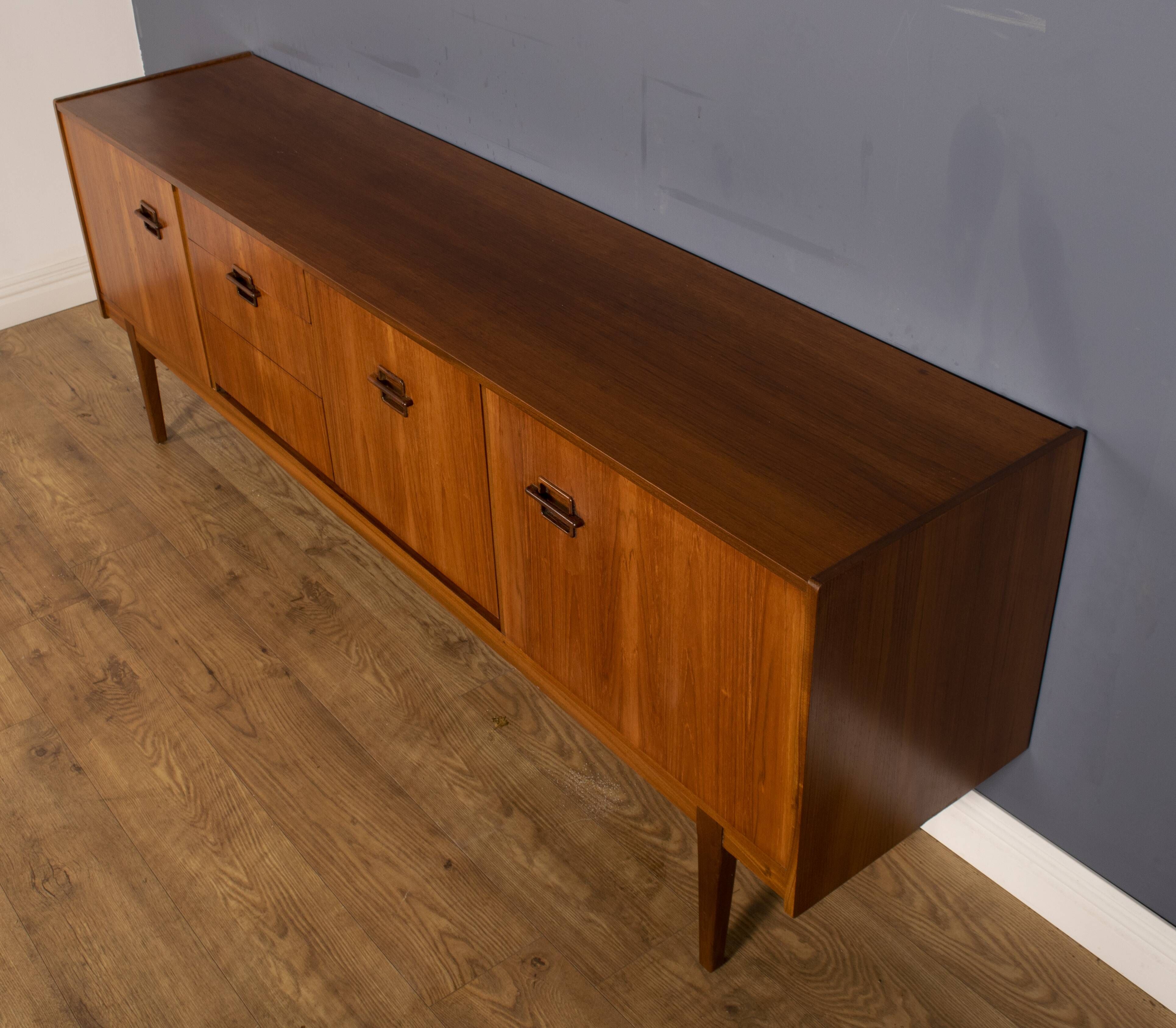 Restored 1960s Retro Long Nathan Corinthian Teak & Rosewood Sideboard