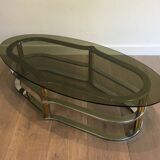 Designer coffee table in gilded brass and chrome, circa 1960