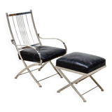 Henri Pouenat chair and "Schneider" ottoman