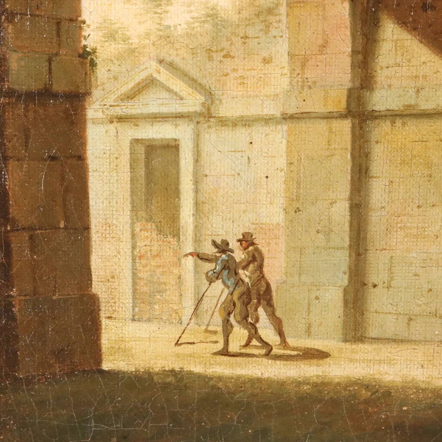 Ancient painting "Folly" oil on canvas Italy late 18th century