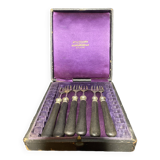 Set of 6 fish forks in their case, MAGENTIES and BROLIQUIER brand