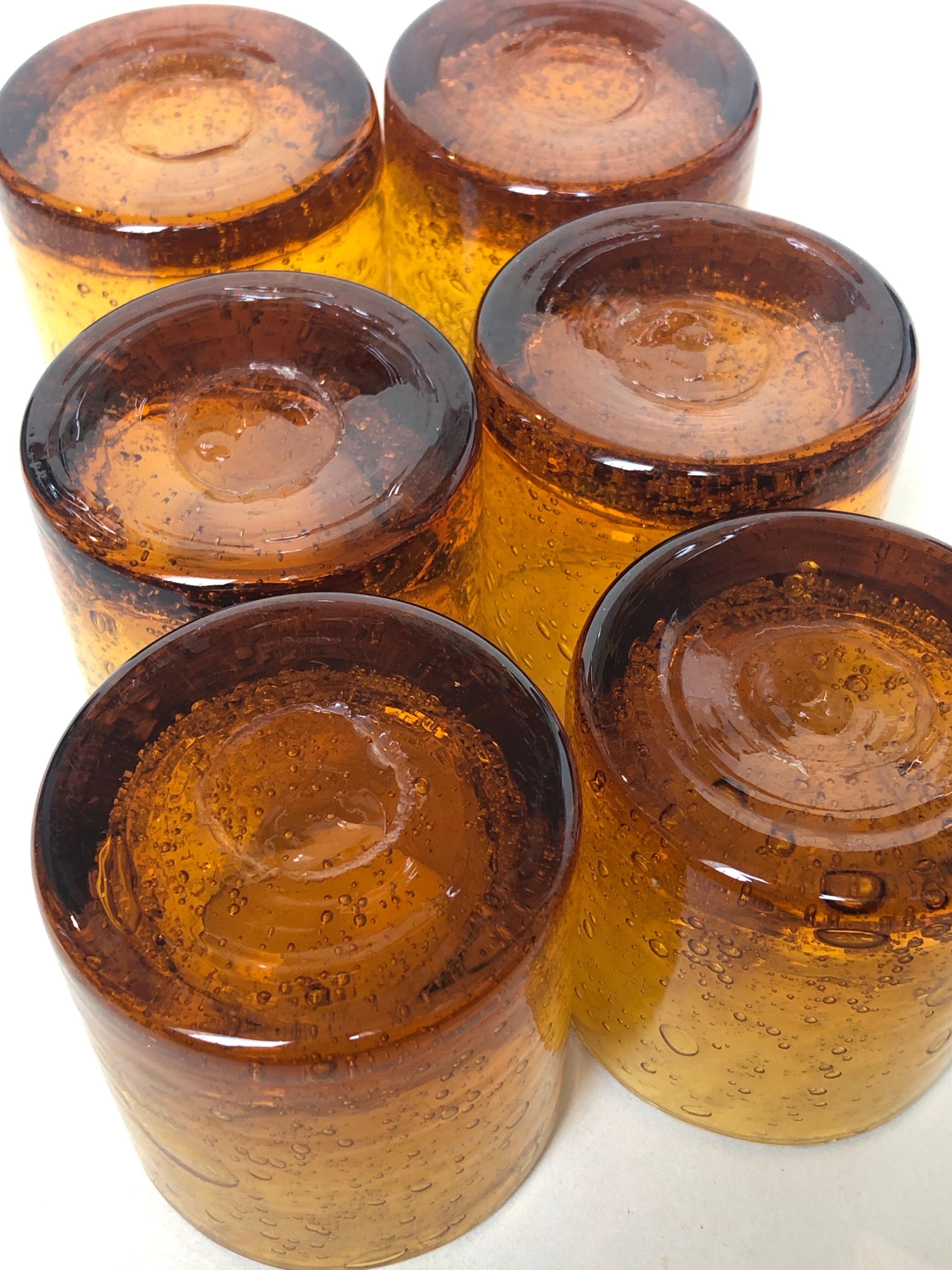Set of 6 real Biot glass handmade