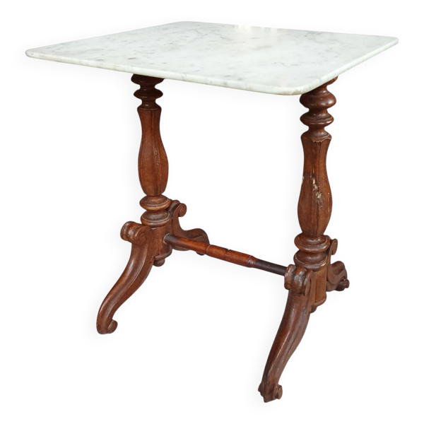 Ancienne petite table d appoint marbre et bois — Beyit