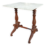 Old small marble and wood side table