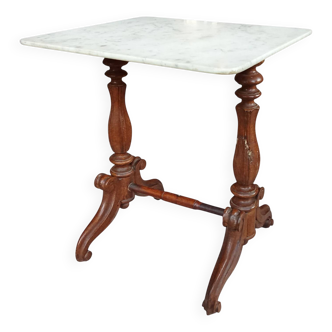 Ancienne petite table d appoint marbre et bois
