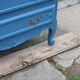 Commode ancienne rénovée bleu – plateau bois – 3 tiroirs