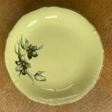 Cake set in yellow earthenware pattern black tulips ceranord Saint-Amand Vintage