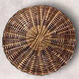 Vintage rattan ottoman stool from the 70s