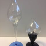 Duo Oil Lamps Nightlight or Soliflores Blown Glass Murano Work Style