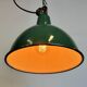 Industrial green enamel factory lamp with cast iron top, 1960s