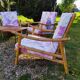 4 fauteuils en bambou et table basse vintage