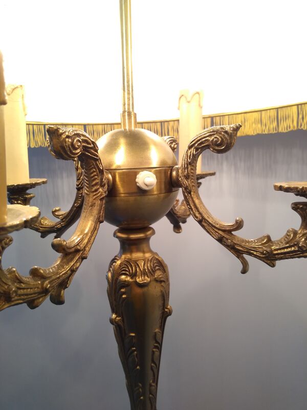 Lampadaire bronze doré tripode 4 feux