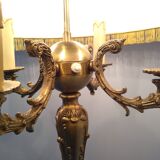 Floor lamp gilded bronze tripod 4 fires