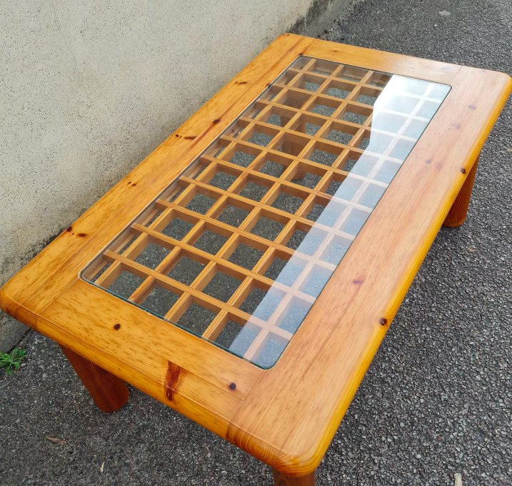 Italian pine and glass coffee table