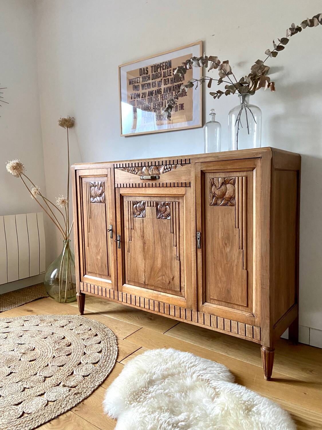 Art Deco sideboard in solid walnut