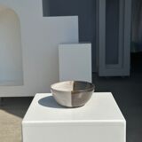 White and glossy brown two-tone ceramic bowl, matt earth