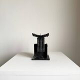 Vintage Brutalist Heavy Sculpture Wrought Iron Candle Holder