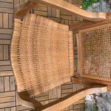Barber's armchair in wood cannage and straw 1900