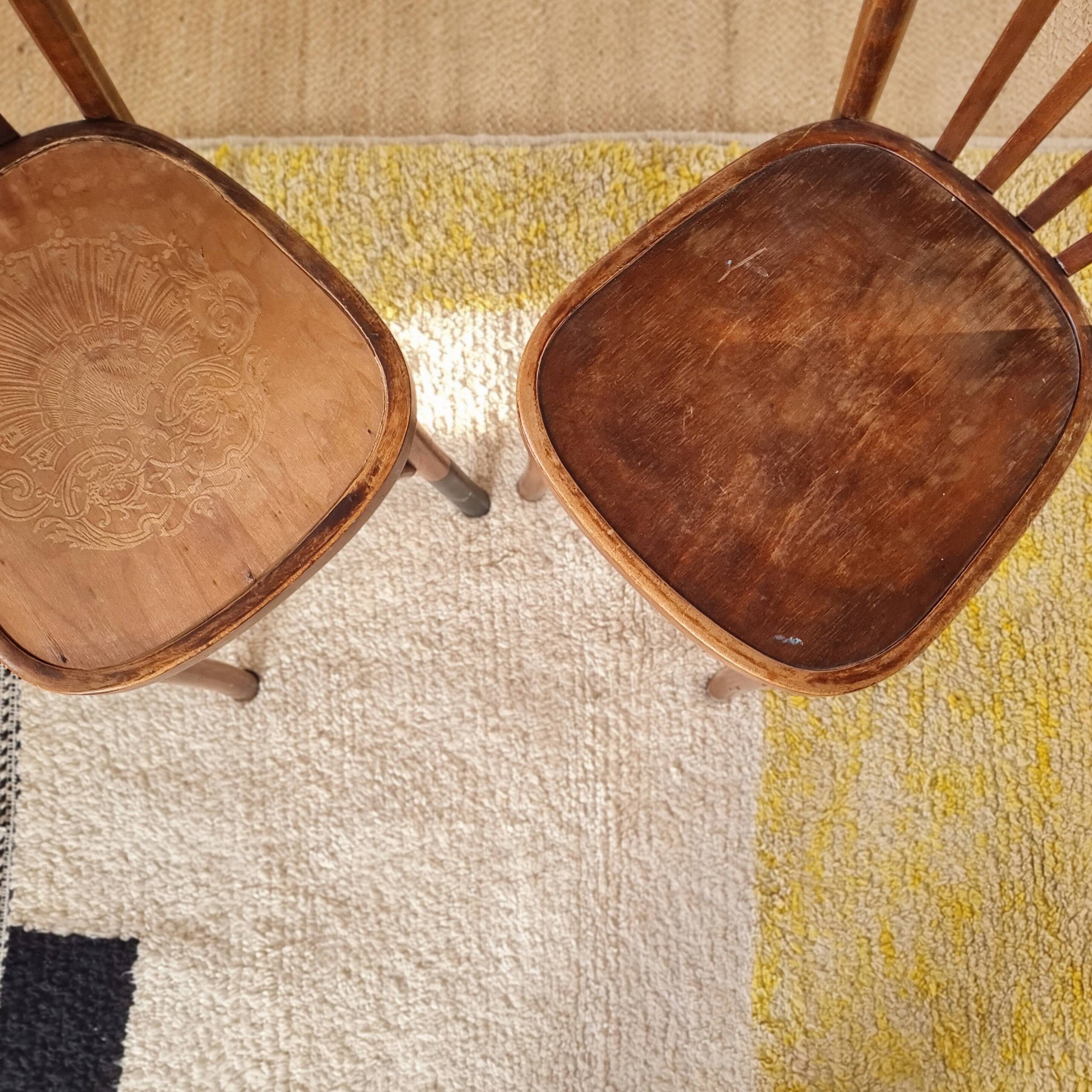 Pair of vintage wooden bistro chairs