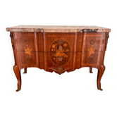 Commode Louis XV en bois et marbre