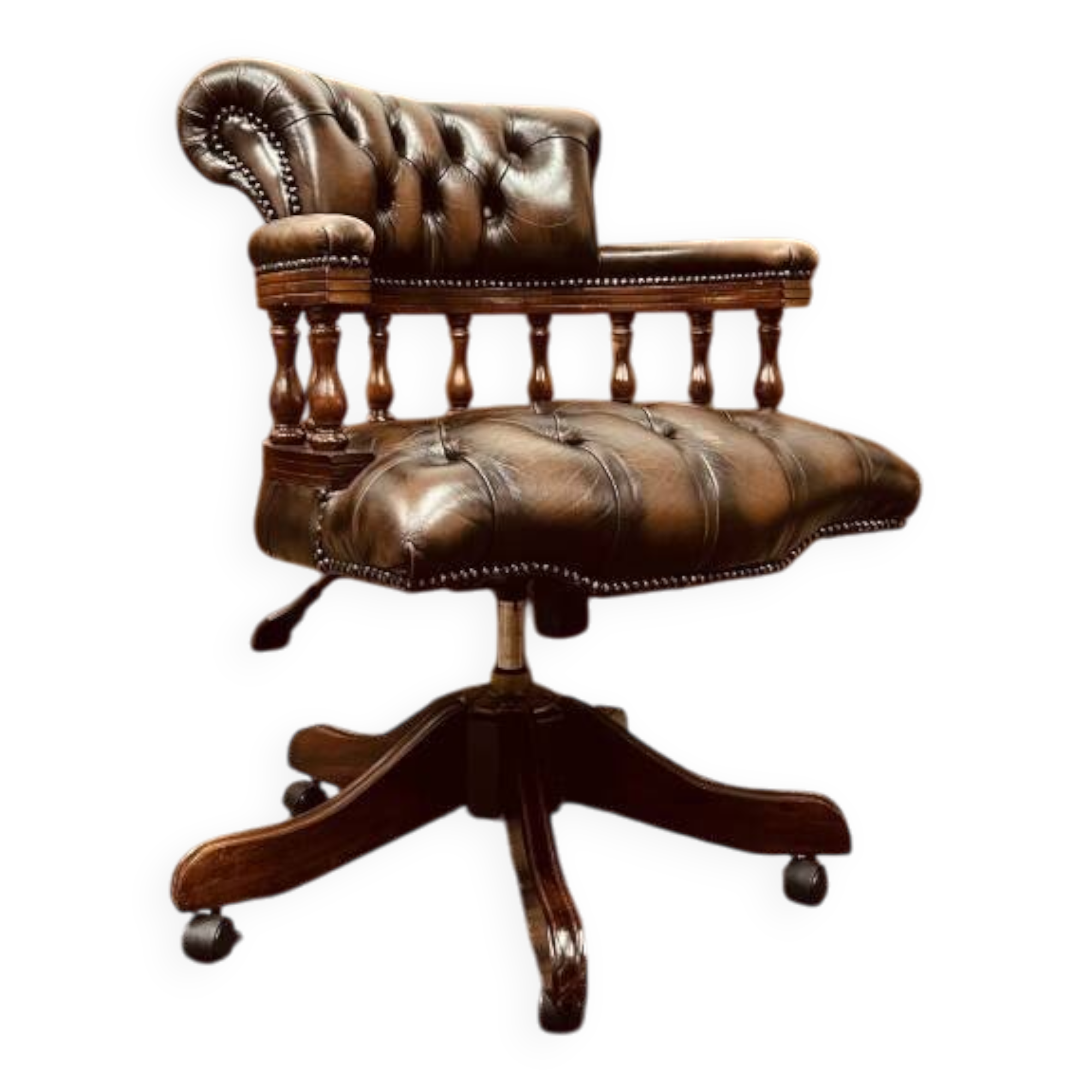 English Brown Chesterfield Captain Chair